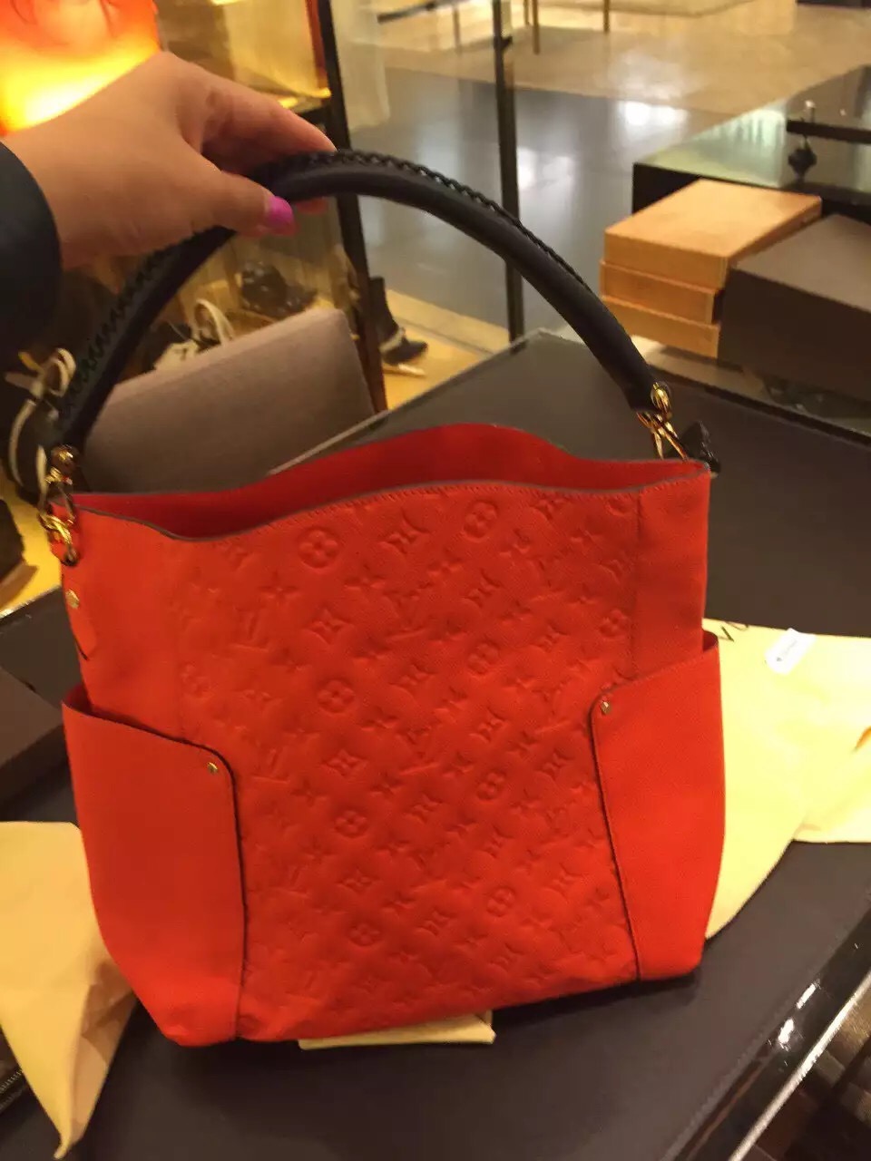 Real Louis Vuitton Bagatelle Bag M50074 Abricot